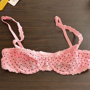 Unlined Pink Lace Underwire Bra 32B